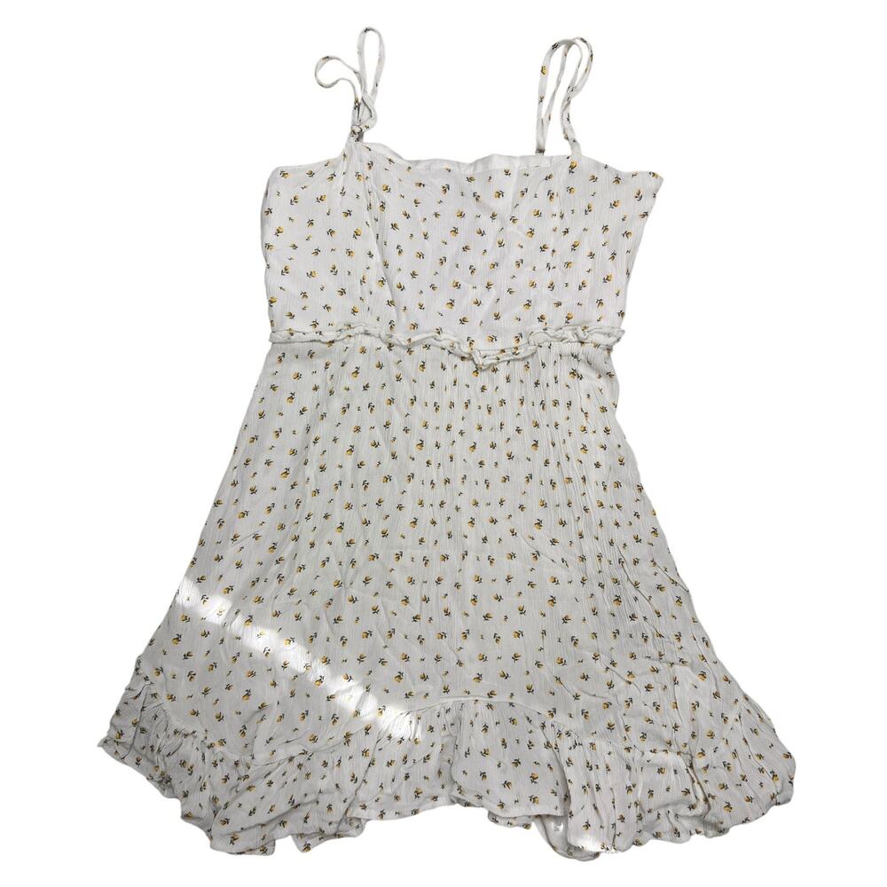 Forever 21 white mini dress featuring a dainty yellow and pink floral print,